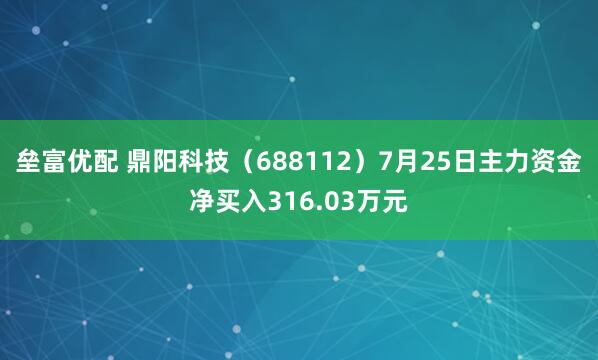 垒富优配 鼎阳科技（688112）7月25日主力资金净买入316.03万元