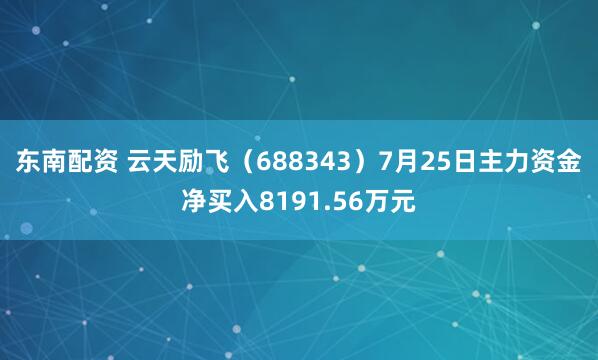 东南配资 云天励飞（688343）7月25日主力资金净买入8191.56万元