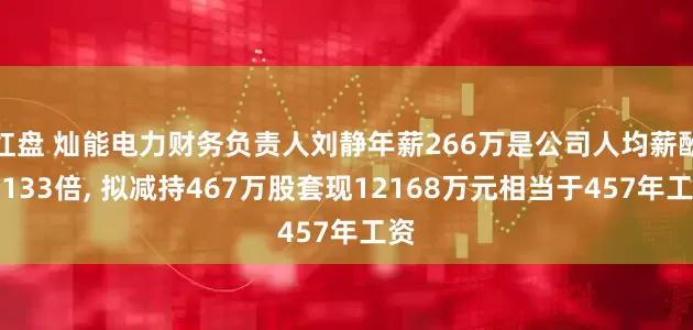红盘 灿能电力财务负责人刘静年薪266万是公司人均薪酬的133倍, 拟减持467万股套现12168万元相当于457年工资